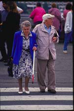 Elderly  pedestrians using crosswalk