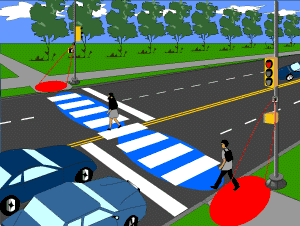 Infrared detector used in crosswalks