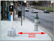 Image of APS within 10 feet of the curb.